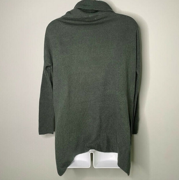 Susina Olive Green Sweater Curved Hem Cowl Neck Long Sleeve Ribbed Petite SP - Picture 2 of 4